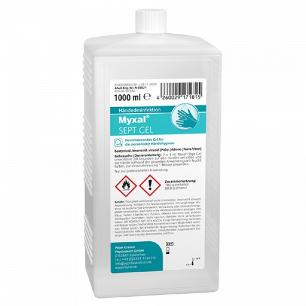 Händedesinfektion Myxal® SEPT Gel 1.000 ml Hartflasche